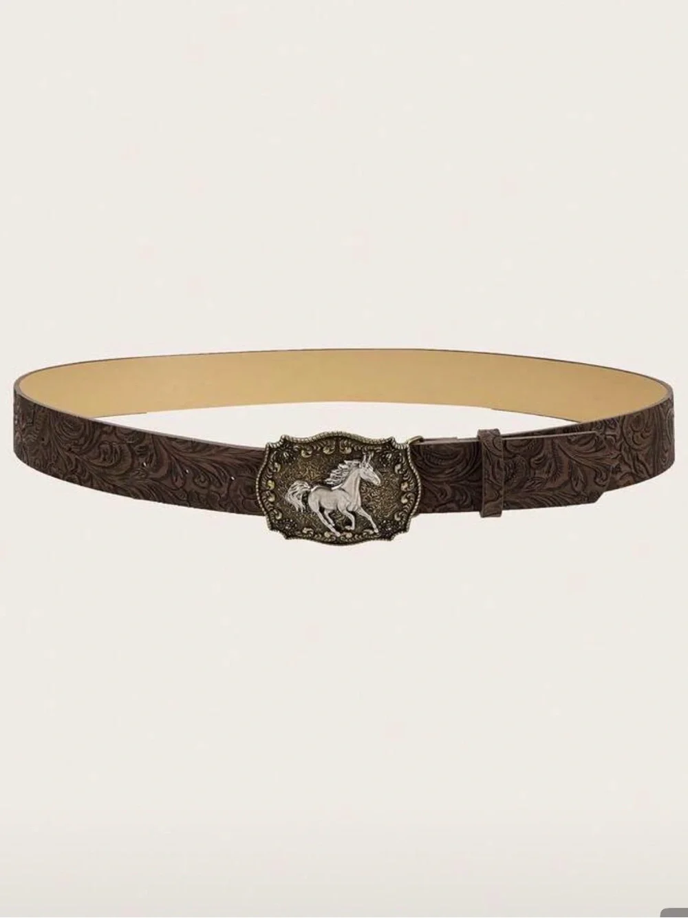 Unisex Western cowboy style belt with animal embossed buckle PU leather